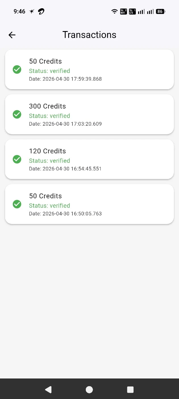 Transaction history