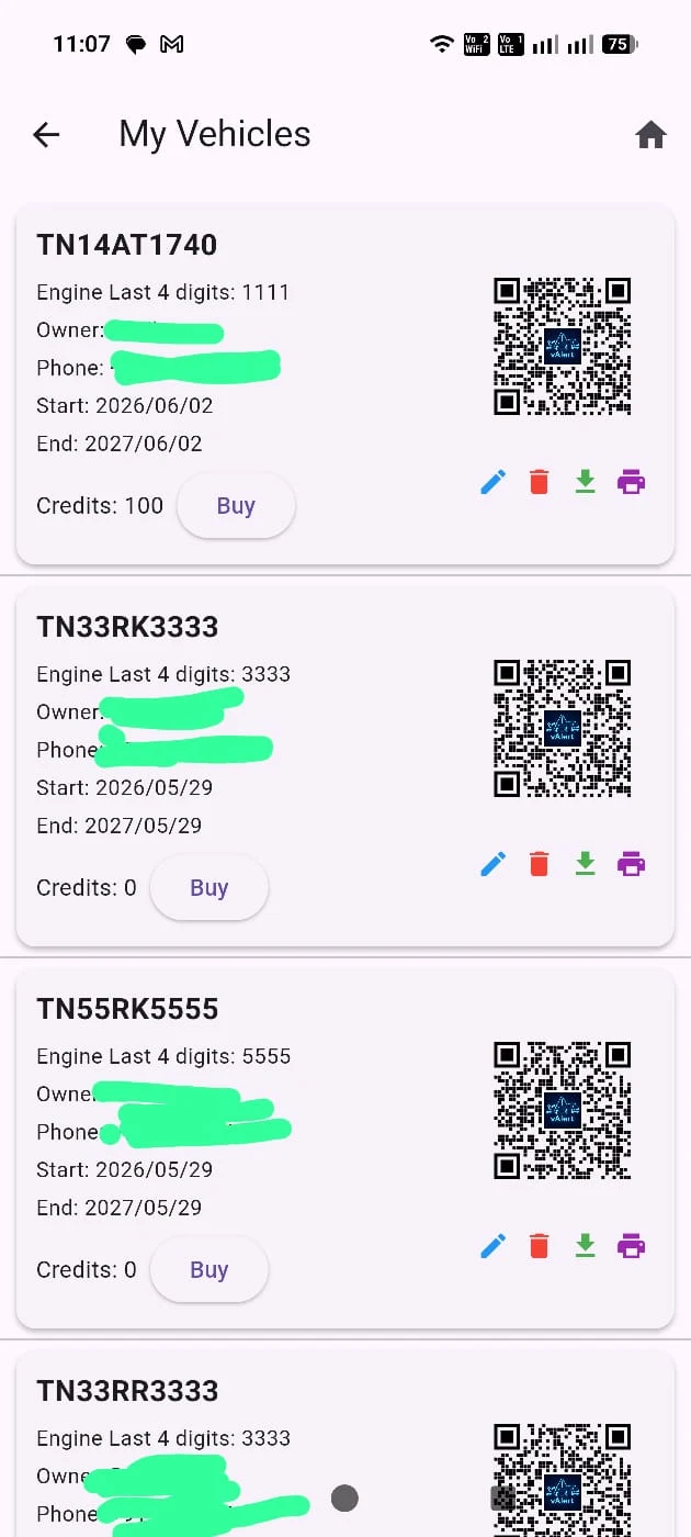 Vehicle QR code